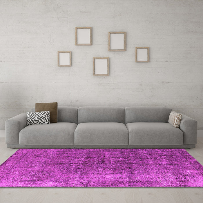 Machine Washable Oriental Pink Industrial Rug in a Living Room, wshurb1830pnk