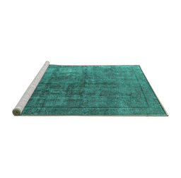 Sideview of Machine Washable Oriental Turquoise Industrial Area Rugs, wshurb1830turq