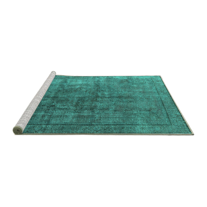 Sideview of Machine Washable Oriental Turquoise Industrial Area Rugs, wshurb1830turq