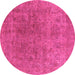 Round Oriental Pink Industrial Rug, urb1831pnk