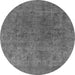 Round Oriental Gray Industrial Rug, urb1831gry