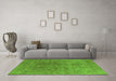 Machine Washable Oriental Green Industrial Area Rugs in a Living Room,, wshurb1831grn