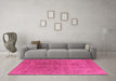 Machine Washable Oriental Pink Industrial Rug in a Living Room, wshurb1831pnk