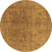 Round Oriental Brown Industrial Rug, urb1831brn