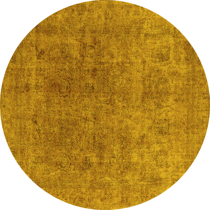 Round Oriental Yellow Industrial Rug, urb1831yw
