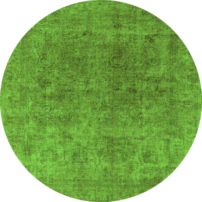 Round Oriental Green Industrial Rug, urb1831grn
