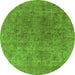 Round Oriental Green Industrial Rug, urb1831grn