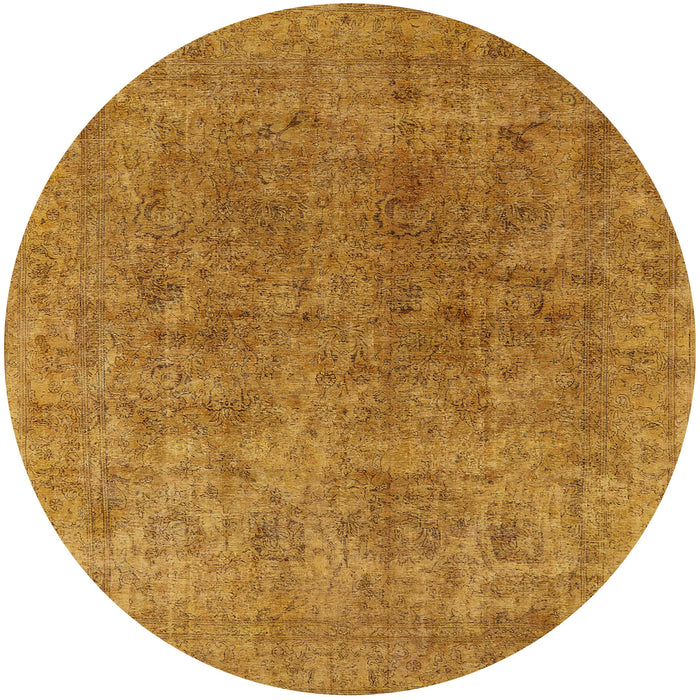 Round Mid-Century Modern Dark Orange Oriental Rug, urb1831