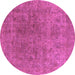 Round Oriental Purple Industrial Rug, urb1831pur