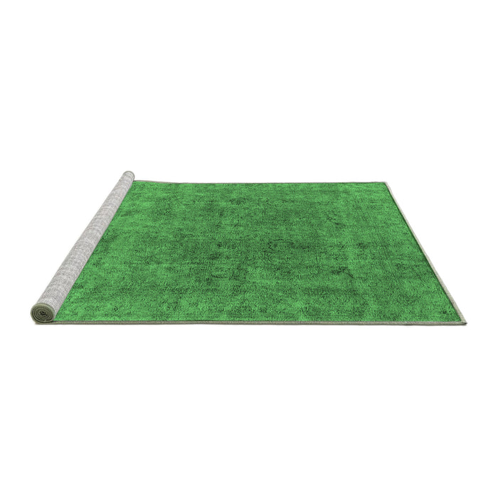Sideview of Machine Washable Oriental Emerald Green Industrial Area Rugs, wshurb1831emgrn