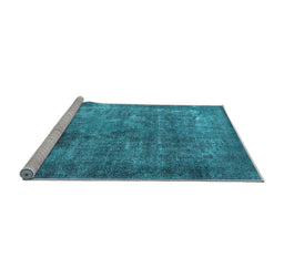 Sideview of Machine Washable Oriental Light Blue Industrial Rug, wshurb1832lblu