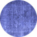 Round Oriental Blue Industrial Rug, urb1832blu