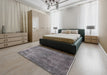 Mid-Century Modern Gray Oriental Rug in a Bedroom, urb1832