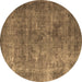 Round Machine Washable Oriental Brown Industrial Rug, wshurb1832brn