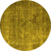 Round Oriental Yellow Industrial Rug, urb1832yw