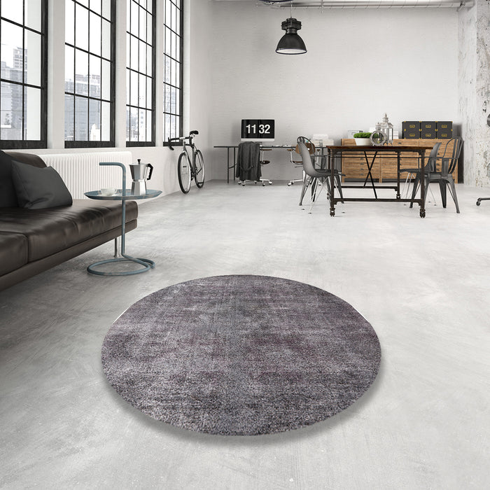 Round Machine Washable Industrial Modern Gray Rug in a Office, wshurb1832
