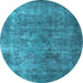 Round Oriental Light Blue Industrial Rug, urb1832lblu