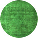 Round Oriental Green Industrial Rug, urb1832grn