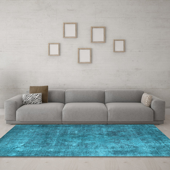 Machine Washable Oriental Light Blue Industrial Rug in a Living Room, wshurb1832lblu