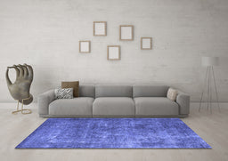 Machine Washable Oriental Blue Industrial Rug in a Living Room, wshurb1832blu