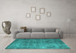 Machine Washable Oriental Turquoise Industrial Area Rugs in a Living Room,, wshurb1832turq