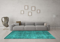 Machine Washable Oriental Turquoise Industrial Rug, wshurb1832turq