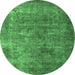 Round Oriental Emerald Green Industrial Rug, urb1832emgrn