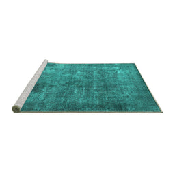 Sideview of Machine Washable Oriental Turquoise Industrial Area Rugs, wshurb1832turq