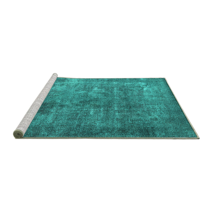 Sideview of Machine Washable Oriental Turquoise Industrial Area Rugs, wshurb1832turq