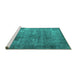 Sideview of Machine Washable Oriental Turquoise Industrial Area Rugs, wshurb1832turq