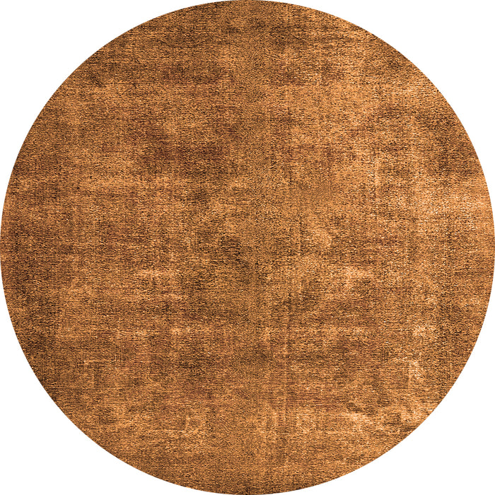 Round Machine Washable Oriental Orange Industrial Area Rugs, wshurb1832org
