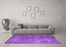 Machine Washable Oriental Purple Industrial Area Rugs in a Living Room, wshurb1832pur