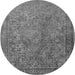 Round Oriental Gray Industrial Rug, urb1833gry