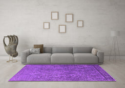 Machine Washable Oriental Purple Industrial Area Rugs in a Living Room, wshurb1833pur