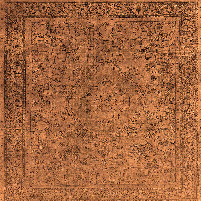Square Machine Washable Oriental Orange Industrial Area Rugs, wshurb1833org