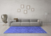 Machine Washable Oriental Blue Industrial Rug, wshurb1833blu