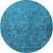 Round Oriental Light Blue Industrial Rug, urb1833lblu