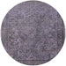 Round Mid-Century Modern Carbon Gray Oriental Rug, urb1833