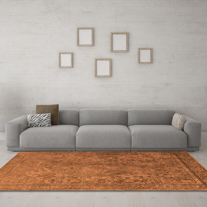 Machine Washable Oriental Orange Industrial Area Rugs in a Living Room, wshurb1833org
