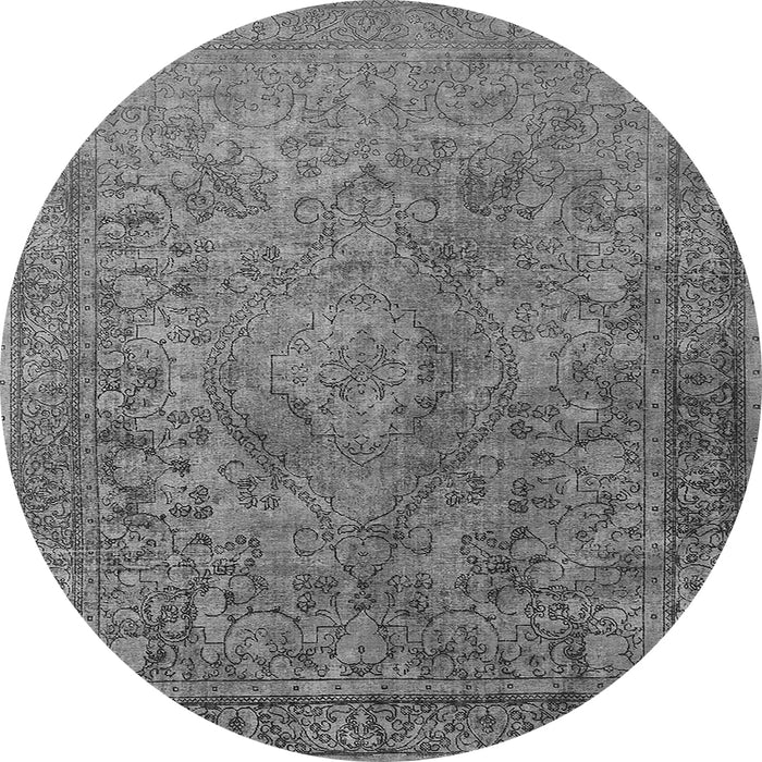 Round Machine Washable Oriental Gray Industrial Rug, wshurb1833gry