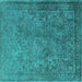 Square Oriental Turquoise Industrial Rug, urb1833turq