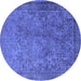 Round Oriental Blue Industrial Rug, urb1833blu