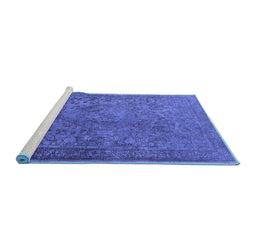 Sideview of Machine Washable Oriental Blue Industrial Rug, wshurb1833blu