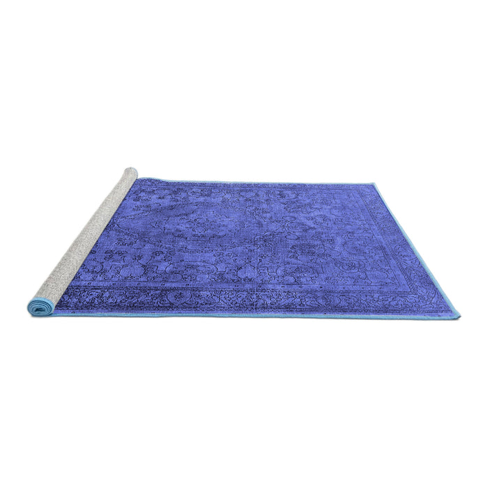 Sideview of Machine Washable Oriental Blue Industrial Rug, wshurb1833blu