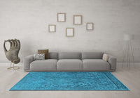 Machine Washable Oriental Light Blue Industrial Rug, wshurb1833lblu