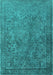 Machine Washable Oriental Turquoise Industrial Area Rugs, wshurb1833turq