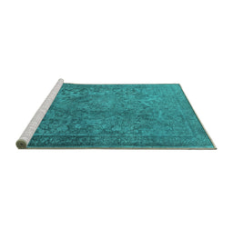 Sideview of Machine Washable Oriental Turquoise Industrial Area Rugs, wshurb1833turq