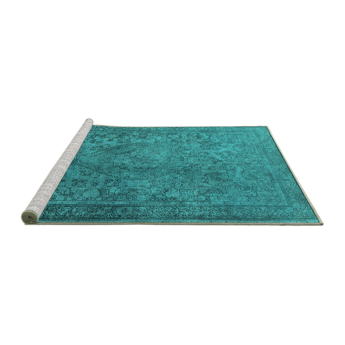 Sideview of Machine Washable Oriental Turquoise Industrial Area Rugs, wshurb1833turq