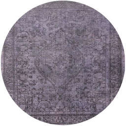 Round Machine Washable Industrial Modern Carbon Gray Rug, wshurb1833