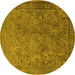 Round Oriental Yellow Industrial Rug, urb1833yw